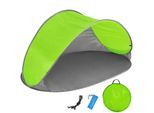 tectake® Pop-Up Strandmuschel, selbstaufbauend mit Fiberglasgestänge, 2 Ablagefächer, 220 x 120 x 100 cm