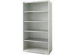 Schäfer Shop Genius Regalschrank FS, 5 OH, 4 höhenverstellbare Fachböden, bis 450 kg, B 1055 x T 420 x H 1950 mm, Stahl, lichtgrau RAL 7035