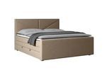 Mid.you Boxspringbett , Beige , Textil , Birke, Buche,Birke, Buche , Hartholz,teilmassiv, Hartholz , H2 + H3 , 180x200 cm , Bettkasten, gepolstertes Kopfteil , Holzmöbel, Holzbetten, Boxspringbetten Holz