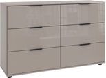 Schubkastenkommode WIMEX "Saigon", grau (saharagrau), B:130cm H:83cm T:41cm, Holzwerkstoff, Sideboards, mit 6 Schubladen, wahlweise Glas-oder Spiegelfronten, Topseller