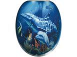 WC-Sitz ADOB "Delfin", blau, B:37cm H:6cm L:44,5cm, MDF - Mitteldichte Holzfaserplatte, WC-Sitze, geeignet für alle handelsüblichen WC's