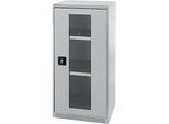 Schäfer Shop Genius Sichttürschrank FS, 3 OH, abschliessbar, 2 Fachböden, bis 250 kg, B 545 mm, Stahl, weissaluminium RAL 9006/weissaluminium RAL 9006