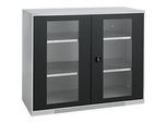 Schäfer Shop Genius Sichttürschrank FS, 3 OH, abschliessbar, 2 Fachböden, bis 450 kg, B 1343 mm, Stahl, weissaluminium RAL 9006/anthrazitgrau RAL 7016