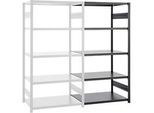 Steckregal ORDO Business, Anbauregal, modular, 5 Fachböden, Fachlast 185 kg Feldlast 1000 kg, B 1310 x T 635 x H 2500 mm, Stahl, schwarz