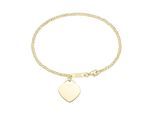 Armband "Kugelkette diamantiert mit Anhänger Herz, Silber 925", gold, GIORGIO MARTELLO MILANO, Armbänder, Damen, 19cm, Silber 925 (Sterlingsilber), Armband