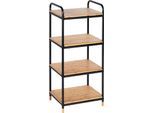 Ablageregal WENKO "Loft", braun (brett: braun, rahmen: schwarz, schwarz), B:42cm H:94,5cm T:33,5cm, Bambus, Metall, Regale, Badregal, 4 Etagen