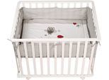 Laufgitter ROBA "Adam & Eule, weiß, 75x100 cm", Baby, weiß, Laufställe, mit Stoffeinlage; Rollen, höhenverstellbar