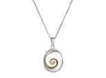 Kette mit Anhänger ZEEME "Silber 925 rhodiniert mit weißer Muschel 45cm lang", weiß, Halsketten, Damen, 45cm, Silber 925 (Sterlingsilber), L: 45 B: 16mm, glänzend, B:16mm