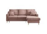Ecksofa Valenina Cord ca. 228x150 cm Rosa