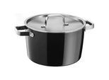 WMF Fleischtopf , Schwarz , Metall , 6,2 l , 15 cm , breiter Schüttrand , Kochgeschirr, Töpfe, Kochtöpfe