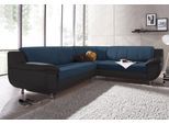 Ecksofa TRENDMANUFAKTUR "Rondo 3, zeitlos und modern, im Materialmix, L-Form", schwarz (schwarz, petrol), B:267cm H:85cm T:247cm, Luxus-Microfaser ALCAZAR;Struktur fein;Kunstleder SOFTLUX / Struktur (77% Polyester; 23% Polyacryl), Sofas, Ecksofa, wahlweise Federkern für hohen Sitzkomfort, wahlweise Bettfunktion