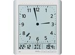 Funkwanduhr AMS "F5898", silber (silberfarben), Wanduhren, B/H/L: 21cm x 3cm x 24cm, Quarzuhr,mit Alarm,Datum,Wohnzimmer,Esszimmer,Küche,Büro, Flur