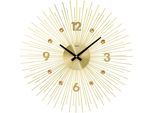 Wanduhr AMS "W9611", gold (goldfarben), Wanduhren, Ø 50cm, Wanduhr, Quarzuhr,Wohnzimmer,Esszimmer,Küche,Arbeitszimmer,Büro,Flur