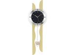Funk-Pendelwanduhr AMS "F5238", beige (ahornfarben), Wanduhren, B/H/L: 24cm x 7cm x 70cm, Quarzuhr,Holzgehäuse,Esszimmer,Wohnzimmer
