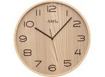 Funkwanduhr AMS "F5514", braun (erlefarben), Wanduhren, B/H/L: 5cm, Quarzuhr,Holz,Glas,Wohnzimmer,Esszimmer,Küche,Arbeitszimmer,Büro,Flur