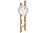 Funk-Pendelwanduhr AMS "F5239", braun (eichefarben), Wanduhren, B/H/L: 24cm x 7cm x 70cm, Quarzuhr,Holzgehäuse,Esszimmer,Wohnzimmer