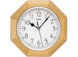 Funkwanduhr AMS "F5512/18", braun (buchefarben), Wanduhren, B/H/L: 27cm x 5cm x 27cm, Quarz,Holz,Buche,Wohnzimmer,Esszimmer,Küche,Arbeitszimmer,Büro,Flur