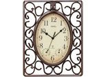 Funkwanduhr AMS "F5976", braun, Wanduhren, B/H/L: 5cm x 31cm x 23cm, Quarzuhr,Wohnzimmer,Esszimmer,Küche,Arbeitszimmer,Büro,Flur