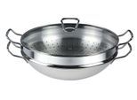 Wok FISSLER "Nanjing", silber (edelstahlfarben), Ø:36cm, Pfannen, Ø 36 cm, Induktion