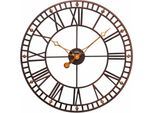 Wanduhr AMS "W9537", braun, Wanduhren, B/H/L: 5cm, Wanduhr, Quarzuhr,Wohnzimmer,Esszimmer,Küche,Arbeitszimmer,Büro,Flur
