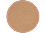Sisalteppich CARPETFINE "Sisal", orange (pfirsich), H:5mm Ø:60cm, Sisal, Teppiche, Sisalteppich, mit farbiger Bordüre, Anti-Rutsch Rückseite