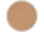 Sisalteppich CARPETFINE "Sisal", beige (creme), H:5mm Ø:80cm, Sisal, Teppiche, Sisalteppich, mit farbiger Bordüre, Anti-Rutsch Rückseite