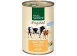 REAL NATURE Original Light Nassfutter für Hunde Rind und Kalb 6x400 g