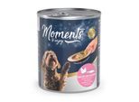 MOMENTS Nassfutter Hund Adult Huhn mit Lachs & Spinat 12x220 g