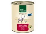 REAL NATURE Original Nassfutter für Hunde Adult Hirsch und Huhn 12x800 g