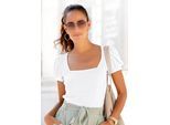 LASCANA Kurzarmshirt, aus gerippter Ware, T-Shirt mit leichten Puffärmeln, casual-elegant