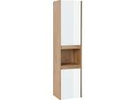 Hochschrank WELLTIME "Torun Badezimmerschrank", weiß (weiß, eiche), B:35cm H:145cm T:30cm, Schränke, Badschrank Schrank Breite 35 cm mit Glasfronten