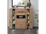 Stauraumschrank INNOSTYLE, braun (artisan eiche, absetzung: graphit), B:145cm T:38cm, Dekorfolie, Holzwerkstoff, MDF, Schränke, Stauraumschrank, Bicolour Eiche Artisan Absetzung graphit