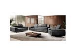 M-Punkt Polstergarnitur Miami 3-2-1 Samtstoff Grau Anthrazit mit Bett Kopfteilverstellung Bett Sofa Schlafsofa Wohnlandschaft