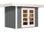 Gartenhaus WEKA "Designhaus 126 Plus", grau (grau, weiß), Fußboden im Gartenhaus, ohne Dacheindeckung, Massivholz, Gartenhäuser, Gartenhaus