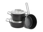 Fissler Kochtopfset , Schwarz , Metall , 3-teilig , 20 cm,18 cm , backofengeeignet, kratzfest , Kochgeschirr, Töpfe, Topfsets