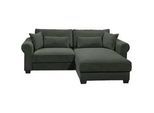 Mid.you Ecksofa , Dunkelgrün , Textil , L-Form, einmalig seitenverkehrt montierbar , 255x92x185 cm , Schlafen auf Sitzhöhe, Rücken echt , Wohnzimmer, Sofas & Couches, Wohnlandschaften, Ecksofas mit Schlaffunktion