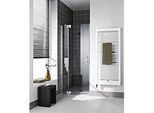 Kermi Filia XP Pendeltür 1-flügelig mit Festfeld FX1TL11018VYK 110 x 185 cm, silber hochglanz, ESG SR Opaco Clean, links