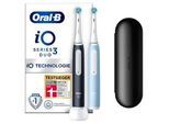 Elektrische Zahnbürste ORAL-B "iO Series 3 Doppelpack", blau (matt schwarz, ice blau), Elektrozahnbürsten, Magnet-Technologie