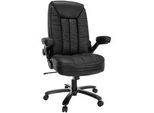Mid.you Chefsessel , Schwarz , Textil, Leder , Kombination Echtleder/Lederlook,Echtleder , Drehkreuz , 85x122x82 cm , Wippmechanik mit Härtegradeinstellung, ergonomische Rückenlehne , Büromöbel, Bürostühle, Chefsessel