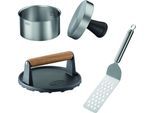 RÖSLE Burgerpresse »Barbecue Burger Set All-In-One«, 3-tlg., Burgerpresse PRO, BBQ-Gewicht und Burger Wender