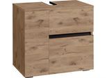 Waschbeckenunterschrank HOME AFFAIRE "Wisla", braun (wiking eiche), B:60cm H:55cm T:35cm, Holzwerkstoff, Schränke, Waschbeckenunterschrank, Siphonausschnitt, Push-to-open-Funktion, Breite 60cm, Höhe 55 cm
