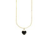 Kette mit Anhänger "Schmuck Geschenk Silber 925 Halskette mit Herzanhänger emalliert", schwarz (gelbgoldfarben, schwarz), ANISTON JEWELRY & WATCHES, Halsketten, Damen, Silber 925 (Sterlingsilber), L: 46 B: 1,1mm, B:1,1mm