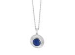 Kette mit Anhänger ZEEME "Silber 925 rhodiniert 42+3cm glanz/matt mit echtem Lapis 10mm", weiß, Halsketten, Damen, 42+3cm, 3,3, Silber 925 (Sterlingsilber), L: 45 B: 19mm, glänzend, B:19mm