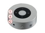 KAMINIO Knister Lautsprecher MORITZ - Kraftvolle Soundbox mit Kaminfeuer-Tönen, Bluetooth, AUX, Mikrofon, Akku - Silber