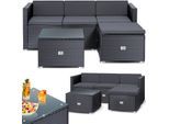 KESSER® Polyrattan Lounge Aruba – Gartenlounge für 3-4 Personen Gartenmöbel-Set Sitzgruppe aus 3er Gartensofa, Sessel, Hocker und Beistelltisch mit Sitzkissen - für Garten, Terrasse und Balkon