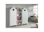 Vipack CASAMI Set 3-teilig - 1x Schrank 1-türig mit Front in Weiß, 1x Regalschrank, 1x Schrank 1-türig mit Front in Mint