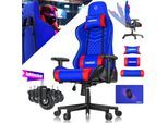 KESSER® Gaming Stuhl Ergonomisch Bürostuhl mit Kopfstütze & Lendenkissen Racing Gamer Stuhl 150kg belastbar Armlehne 360° Drehbarer Schreibtischstuhl Gaming Chair + Gummi-Rollen