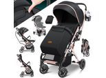 KIDIZ® Kinderwagen Kinderbuggy klappbar Liegebuggy Sportwagen Faltbar 360° Räder 5-Punkt Gurt Inkl. Fußsack, Getränkehalter, Regenabdeckung & Moskitonetz verstellbare Rückenlehne & Sonnenverdeck