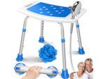 KESSER® Duschhocker höhenverstellbar Leichter Badhocker rutschfeste Gummifüße Duschstuhl 136KG belastbar Duschhilfe Senioren Saugnapf Haltegriff Badewannengriff Duschsitz mit Brausehalterung