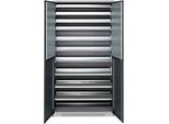 Schäfer Shop Genius Magazinschrank FS, 5 OH, abschliessbar, 10 Fachböden, 2 Lochrasterplatten, bis 450 kg, B 1055 x T 520 x H 1950 mm, weissalu/anthrazitgrau